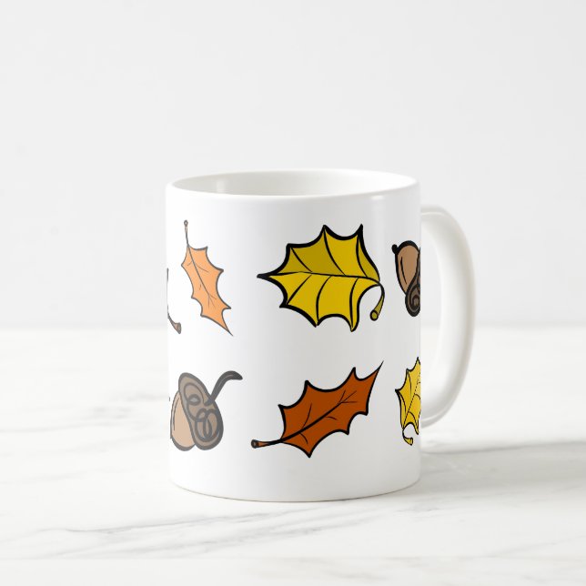 Fall Coffee Mug - Leaves & Acorns (Front Right)