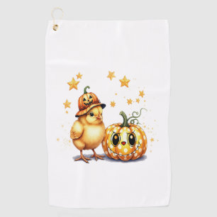 Fall Coffee pumpkin Mug with cat Golf Towel