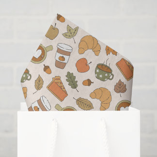 Fall Coffee Pumpkin Spice Autumn Leaves Bakery Tissue Paper