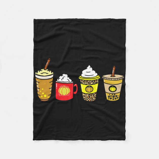 Fall Coffee Pumpkin Spice Latte Drinks Autumn Than Fleece Blanket (Front)