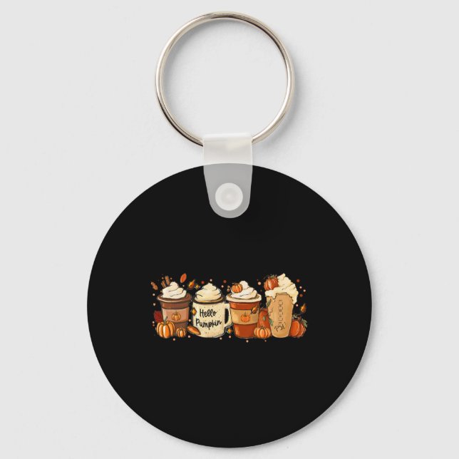 Fall Coffee Pumpkin Spice Latte Drinks Autumn Than Key Ring (Front)