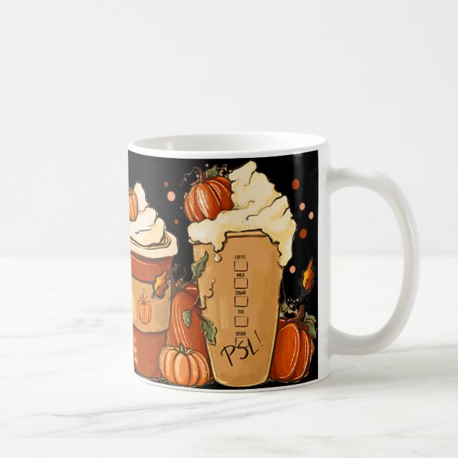 Fall Coffee Pumpkin Spice Latte Drinks Autumn Than Mug (Right)