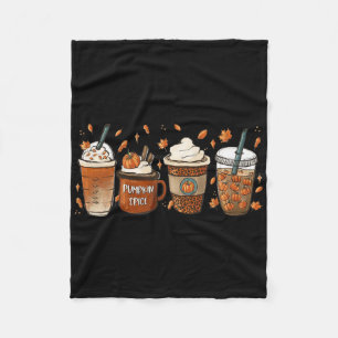 Fall Coffee Pumpkin Spice Latte Iced Warm Cosy Aut Fleece Blanket