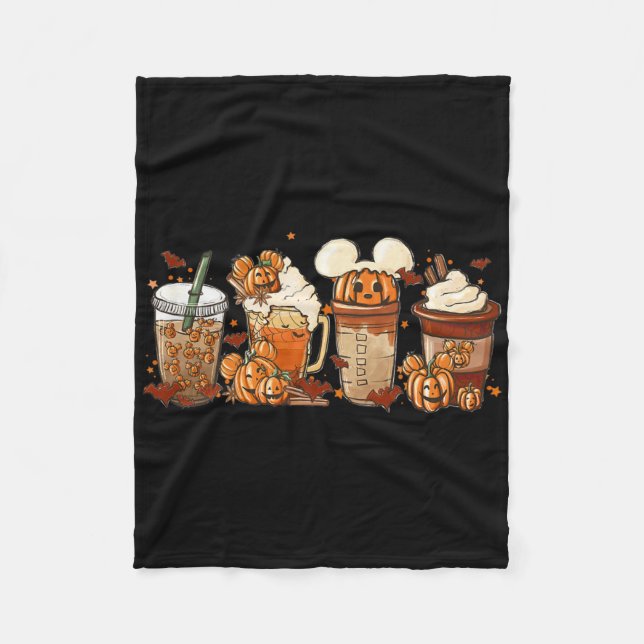 Fall Coffee Pumpkin Spice Latte Iced Warm Cosy Aut Fleece Blanket (Front)