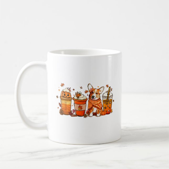 Fall Coffee with Corgi Pumpkin Spice Latte Lovers Mug (Left)
