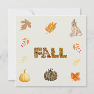 Fall Collage with Pumpkins, Golden Leaves, Puppy