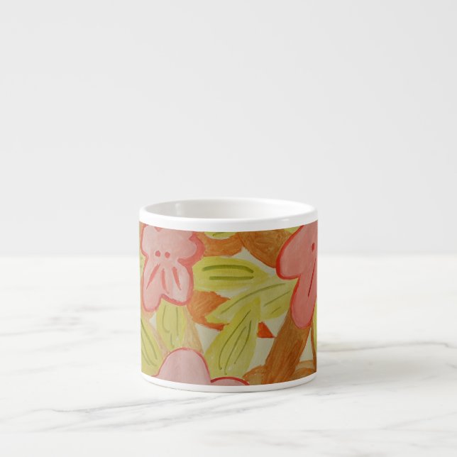 Fall Colored Flowers Espresso Cup (Front)