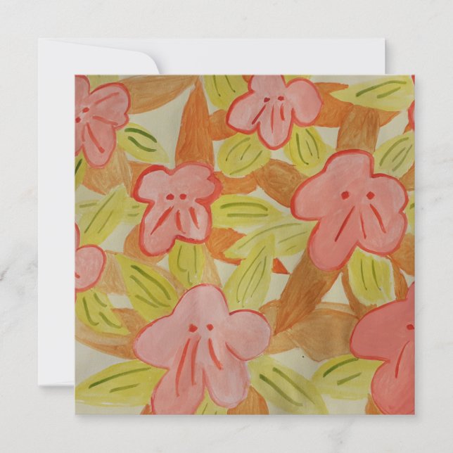 Fall Colored Flowers Flat Greeting Card (Front)