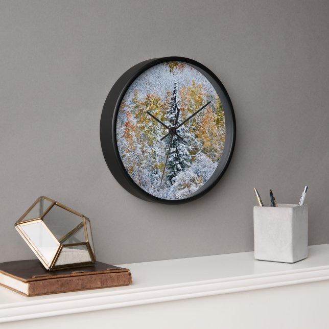 Fall Colors of Aspens & Snow Keebler Pass Clock (Office)