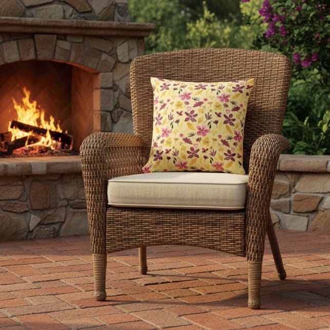 Fall Colors Wildflower Watercolor Pattern Cushion (Creator Uploaded)