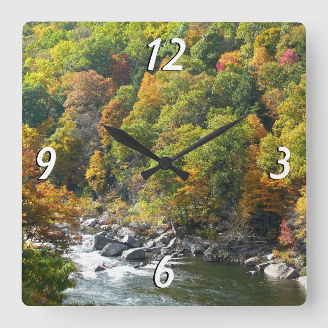 Fall Colour at Ohiopyle State Park Square Wall Clock (Front)