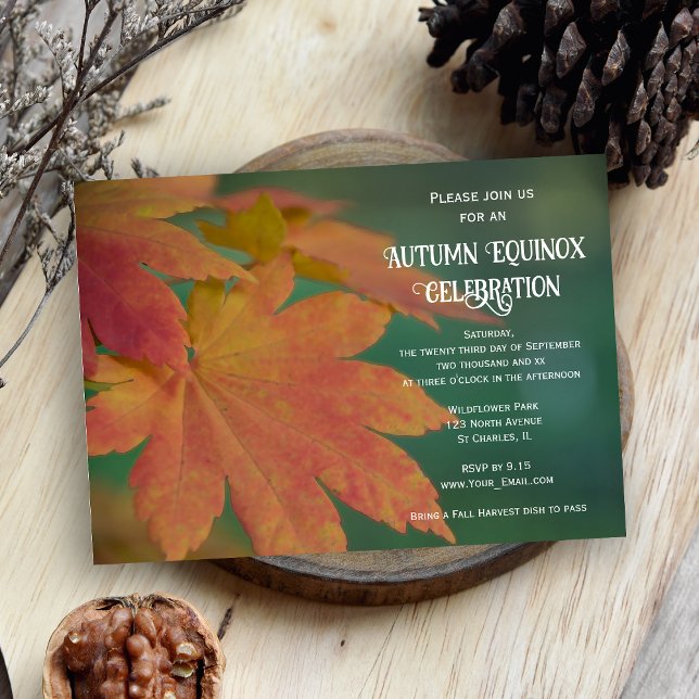 Fall Coloured Leaves Autumn Equinox Celebration Invitation (Creator Uploaded)