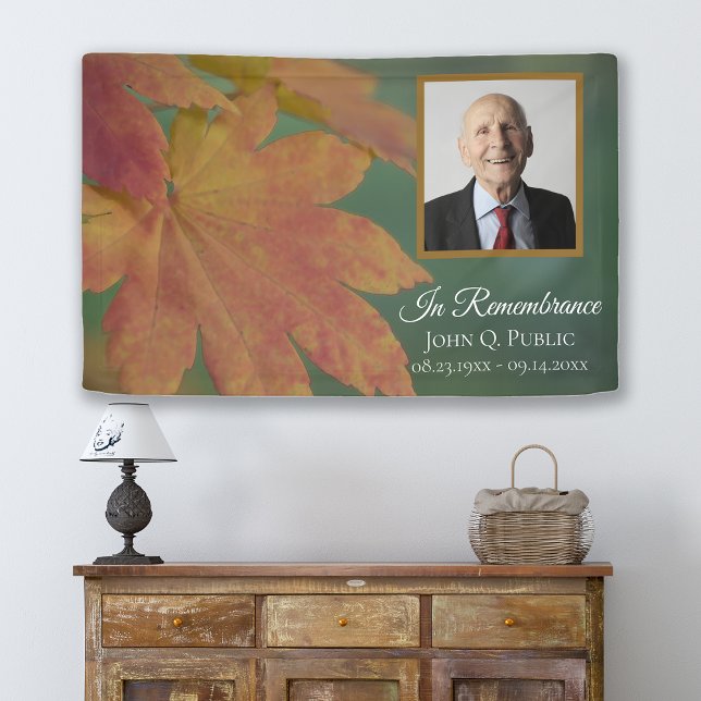 Fall Coloured Leaves Celebration of Life Funeral Banner (Creator Uploaded)