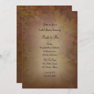Fall Coloured Maple Leaves Bridal Shower Invitation