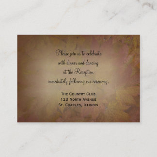 Fall Coloured Maple Leaves Wedding Reception Card