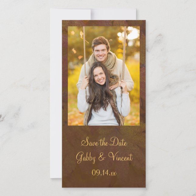 Fall Coloured Maple Leaves Wedding Save the Date (Front)