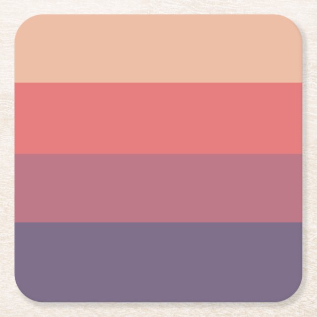 Fall Coloured Stripes- Square Paper Coaster (Front)