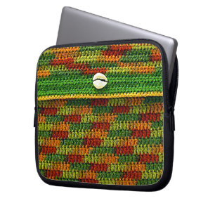 Fall Colours Artisan Crochet Print Electronics Bag