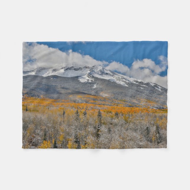 Fall Colours Aspens &  | Rocky Mountains, Colorado Fleece Blanket (Front (Horizontal))