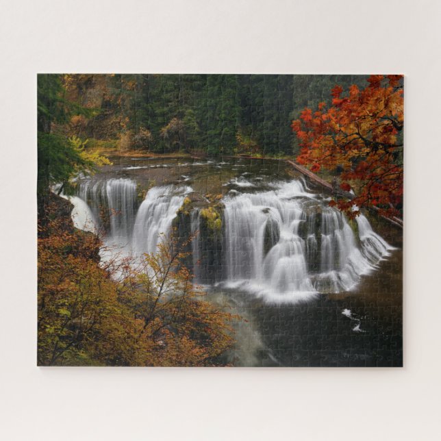 Fall Colours at Lower Lewis Falls in Washington Jigsaw Puzzle (Horizontal)