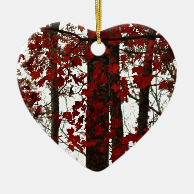 Fall Colours | Autumn Trees Red Maple Leaves Ceramic Tree Decoration (Front)