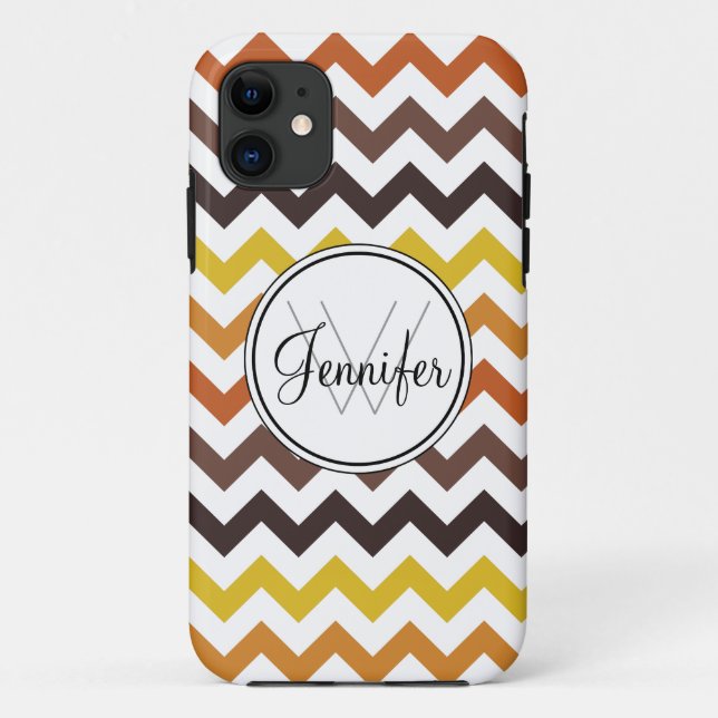 Fall Colours, Browns Chevron Monogram iPhone 5 Case-Mate iPhone Case (Back)