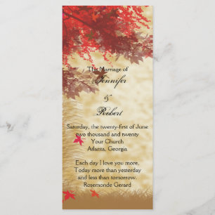 Fall Colours: Burgundy and Red Wedding Program Programme
