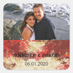 Fall Colours: Burgundy Red Wedding Favour Sticker