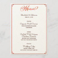 Fall Colours Calligraphy Script Wedding Menu Card