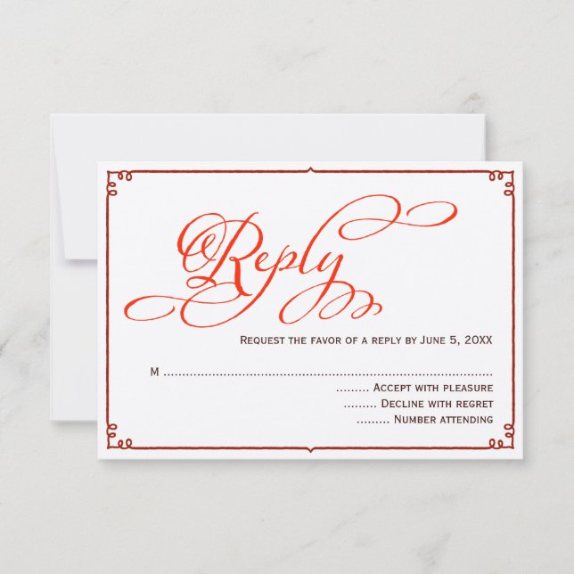 Fall Colours Calligraphy Wedding Reply Card (Front)