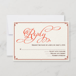 Fall Colours Calligraphy Wedding Reply Card