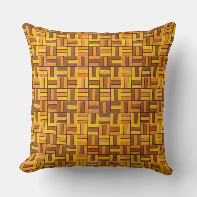 Fall colours, ceramic-look tiled pattern outdoor cushion (Front)