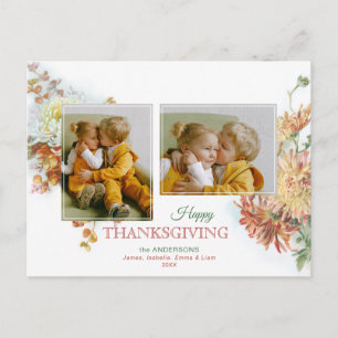 Fall Colours Floral Thanksgiving 2-Photo Postcard