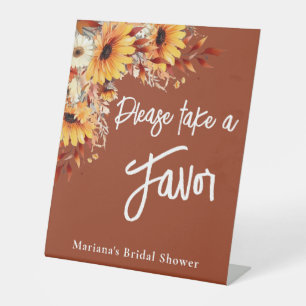 Fall Colours Flowers Floral Terracotta Favour Pedestal Sign