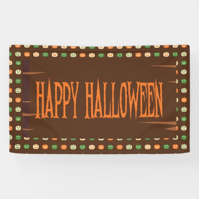 Fall Colours Halloween Pumpkin Pattern Banner (Horizontal)