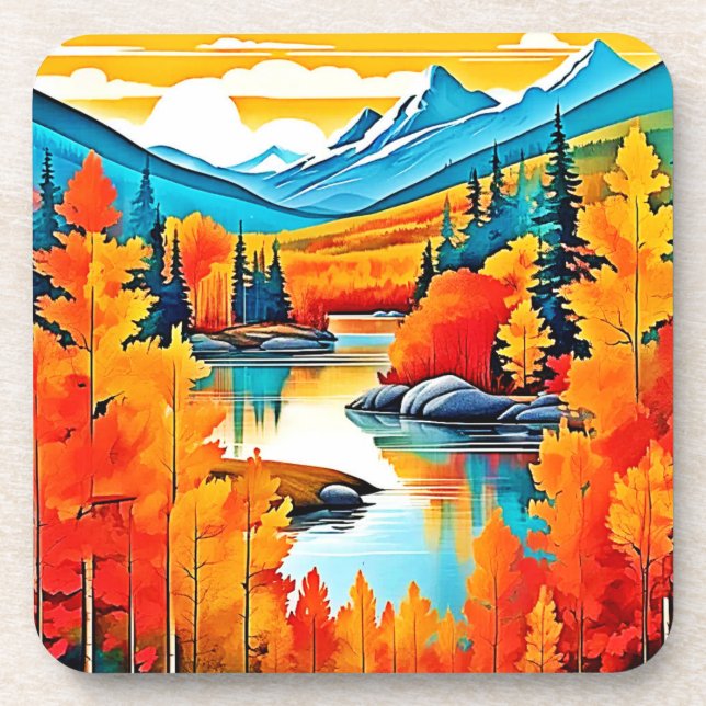 Fall Colours Mountain View Coaster (Front)