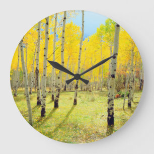 Fall colours of Aspen trees 4 Large Clock