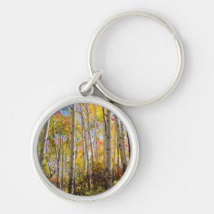Fall colours of Aspen trees 5 Key Ring
