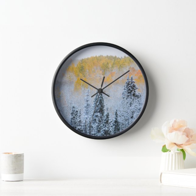 Fall Colours of Aspens & Fresh Snow Keebler Pass Clock (Home)