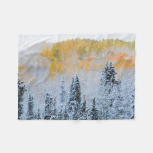 Fall Colours of Aspens & Fresh Snow Keebler Pass Fleece Blanket