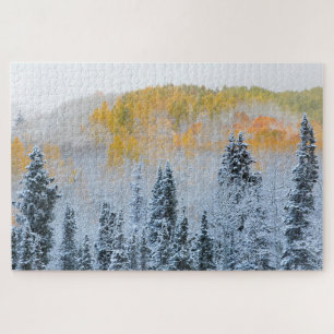 Fall Colours of Aspens & Fresh Snow Keebler Pass Jigsaw Puzzle