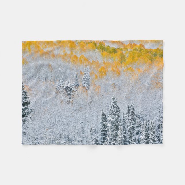 Fall Colours of Aspens | Rocky Mountains, Colorado Fleece Blanket (Front (Horizontal))