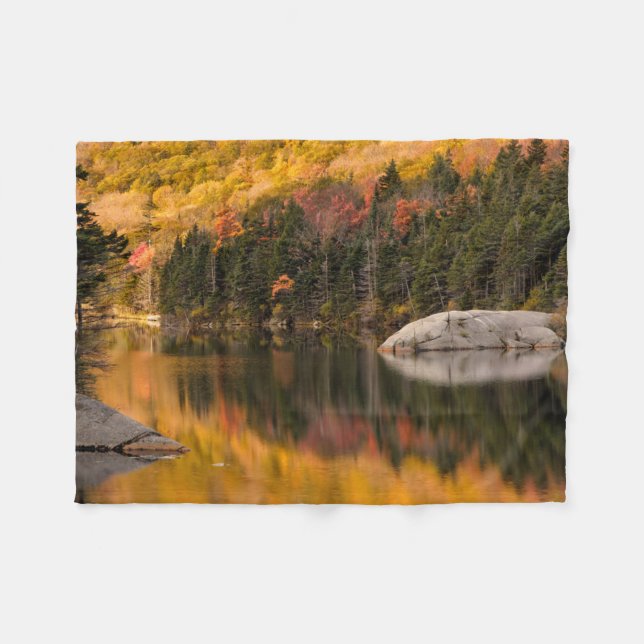 Fall Colours Reflected on Beaver Pond Fleece Blanket (Front (Horizontal))