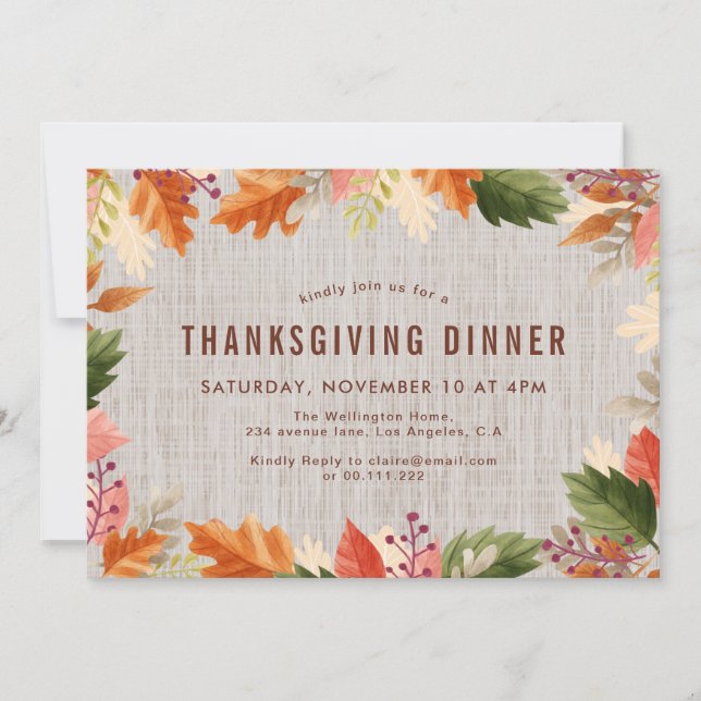 Fall colours thanksgiving dinner invitation (Front)