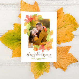 Fall Colours Thanksgiving Family Photo Holiday Card