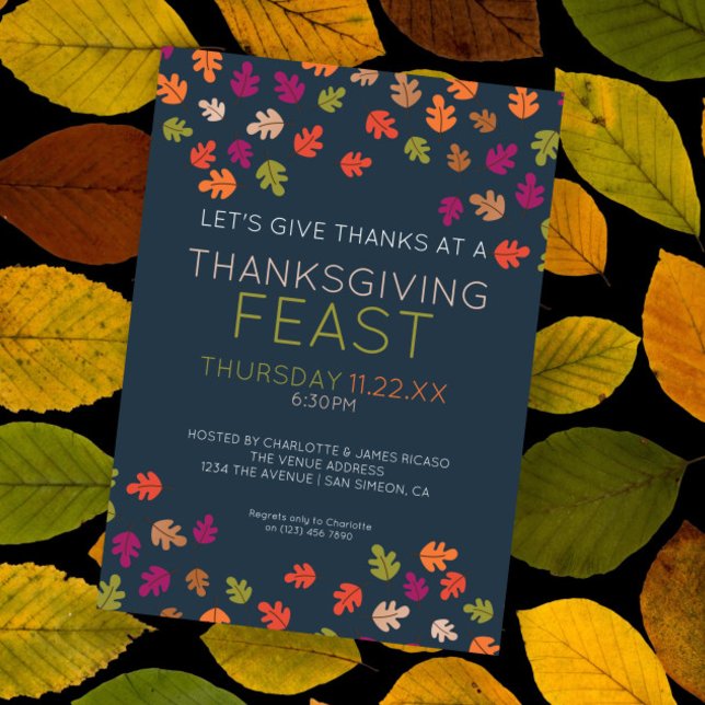 Fall Colours Thanksgiving Feast Dinner Party Holiday Card (Fall Colors Thanksgiving Feast Dinner Party Holiday Card by Ricaso. Fall colors party invite)