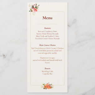 Fall Colours Watercolor Floral Menu
