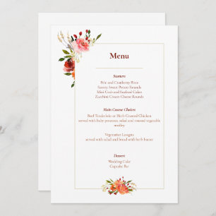 Fall Colours Watercolor Floral Menu