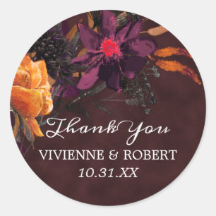 Fall Colours Wedding Favour Thank You Classic Round Sticker