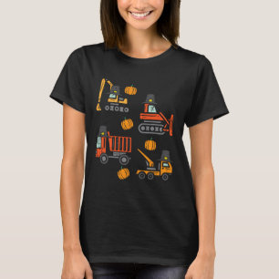 Fall Construction Vehicles Thanksgiving Toddler Bo T-Shirt